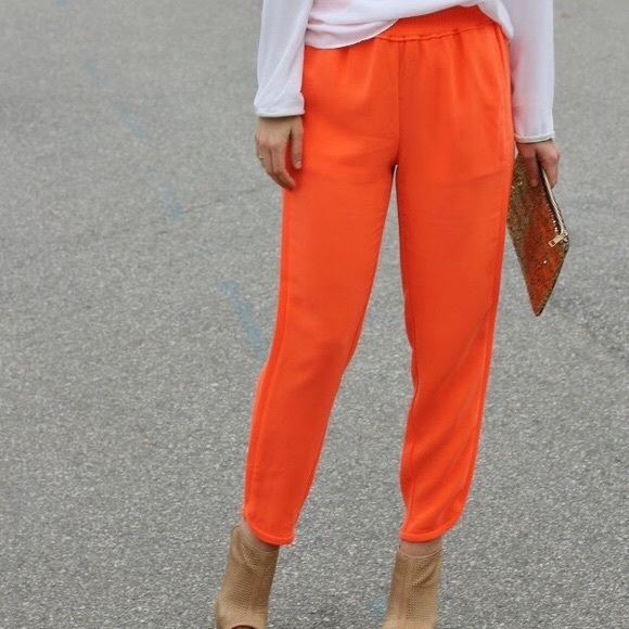 J. Crew Bright Orange Reese Pants NWT - Picture 3 of 8
